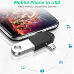 USB 3.0 암형 to USB-C / 타입-C 수형 + 마이크로 USB 수형 다기능 OTG 어댑터 슬링 홀 포함
