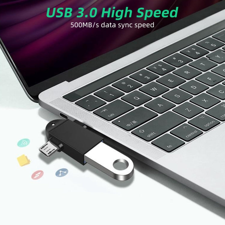 USB 3.0 암형 to USB-C / 타입-C 수형 + 마이크로 USB 수형 다기능 OTG 어댑터 슬링 홀 포함
