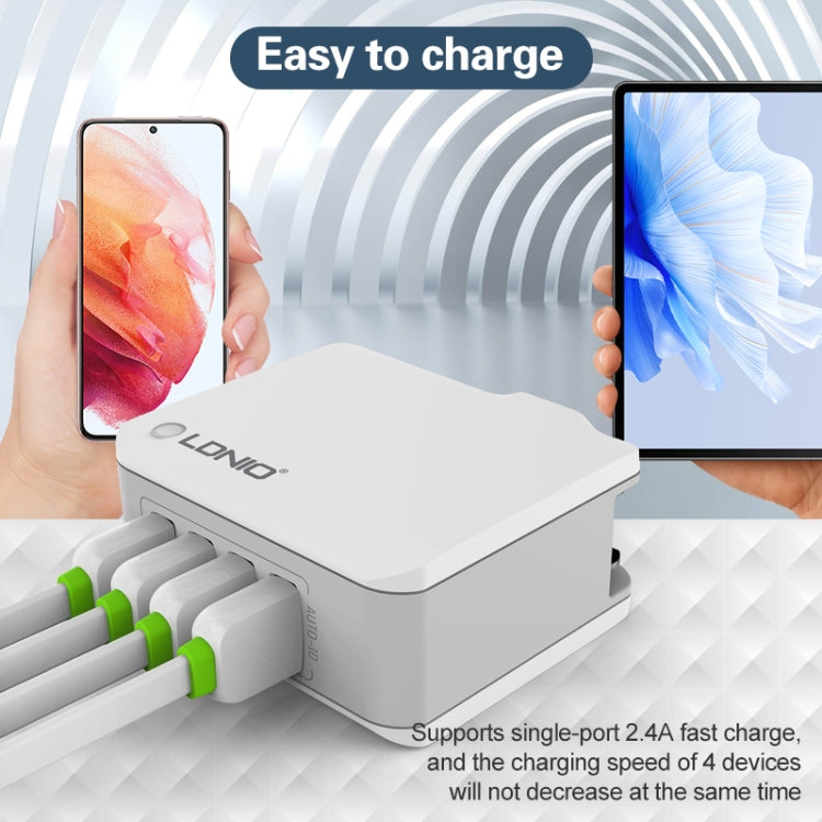 LDNIO A4403 4.4A 4포트 USB 스마트 여행용 충전기, EU 플러그, SAS5293AU, SAS5293EU, SAS5293UK, SAS5293US