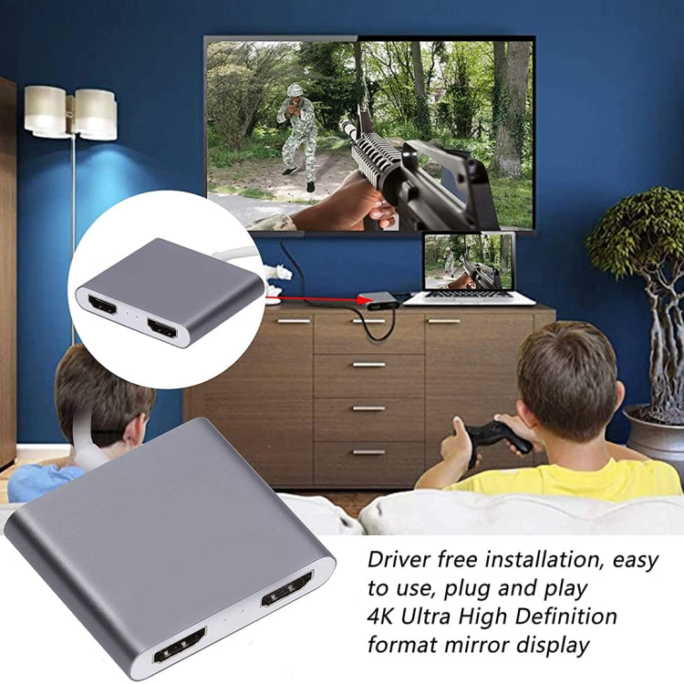 4K 울트라 HD 듀얼 HDMI 인터페이스 출력 to USB-C / Type-C 어댑터, 9175B