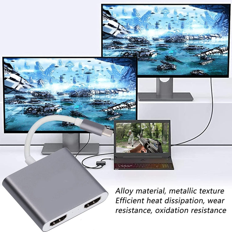 4K 울트라 HD 듀얼 HDMI 인터페이스 출력 to USB-C / Type-C 어댑터, 9175B