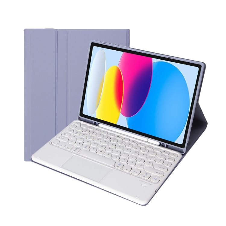 iPad 11 2025 / 10세대 10.9 2022용 YA10B-A 램스킨 텍스처 블루투스 터치 키보드 가죽 태블릿 케이스 펜 슬롯 포함, YA10B-A