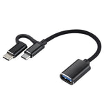 USB 3.0 암형 to 마이크로 USB + USB-C / 타입-C 수형 충전 및 전송 OTG 나일론 꼬임 어댑터 케이블, 케이블 길이: 11cm, 마이크로 USB 블랙, 마이크로 USB 블루, 마이크로 USB 레드, 마이크로 USB 실버, 마이크로 USB 화이트