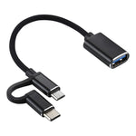 USB 3.0 암형 to 마이크로 USB + USB-C / 타입-C 수형 충전 및 전송 OTG 나일론 꼬임 어댑터 케이블, 케이블 길이: 11cm, 마이크로 USB 블랙, 마이크로 USB 블루, 마이크로 USB 레드, 마이크로 USB 실버, 마이크로 USB 화이트