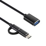 USB 3.0 암형 to 마이크로 USB + USB-C / 타입-C 수형 충전 및 전송 OTG 나일론 꼬임 어댑터 케이블, 케이블 길이: 11cm, 마이크로 USB 블랙, 마이크로 USB 블루, 마이크로 USB 레드, 마이크로 USB 실버, 마이크로 USB 화이트