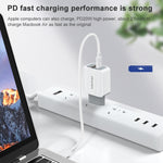 awei PD4 20W PD 타입-C + QC 3.0 USB 인터페이스 고속 충전 여행용 충전기 및 데이터 케이블, EU 플러그