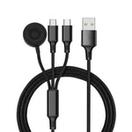아이폰 / 애플 워치용 3 in 1 8핀 + Type-C / USB-C + 자석 충전 베이스 다기능 충전 케이블, 길이: 1m, 3 in 1