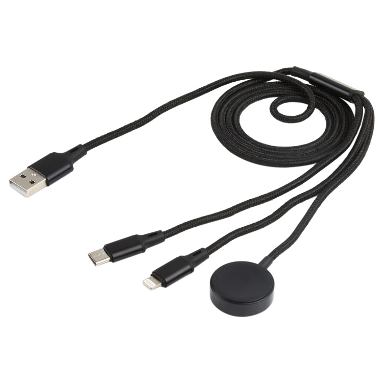 아이폰 / 애플 워치용 3 in 1 8핀 + Type-C / USB-C + 자석 충전 베이스 다기능 충전 케이블, 길이: 1m, 3 in 1