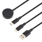 아이폰 / 애플 워치용 3 in 1 8핀 + Type-C / USB-C + 자석 충전 베이스 다기능 충전 케이블, 길이: 1m, 3 in 1