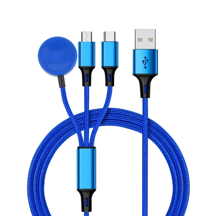 아이폰 / 애플 워치용 3 in 1 8핀 + Type-C / USB-C + 자석 충전 베이스 다기능 충전 케이블, 길이: 1m, 3 in 1