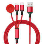 아이폰 / 애플 워치용 3 in 1 8핀 + Type-C / USB-C + 자석 충전 베이스 다기능 충전 케이블, 길이: 1m, 3 in 1