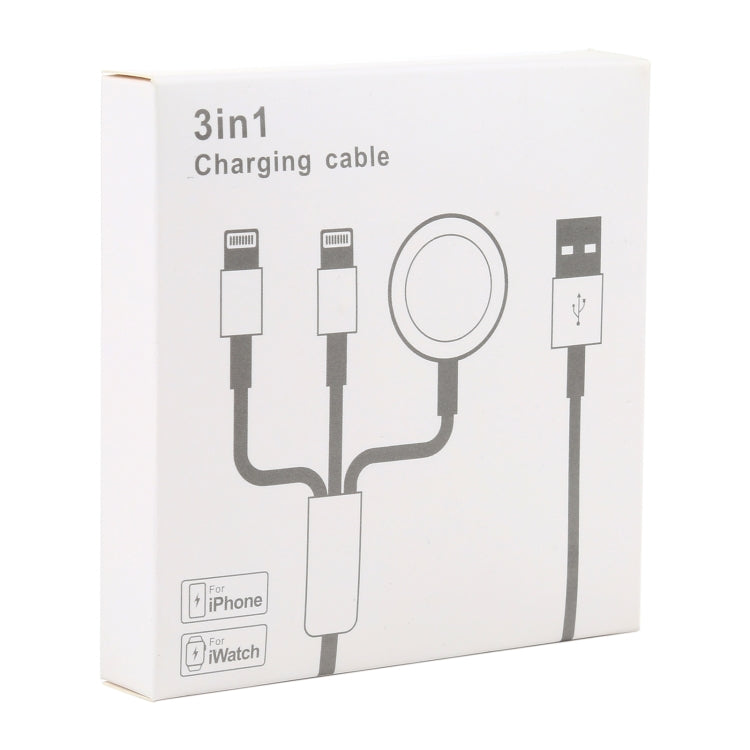 아이폰 / 애플 워치용 3 in 1 8핀 + Type-C / USB-C + 자석 충전 베이스 다기능 충전 케이블, 길이: 1m, 3 in 1