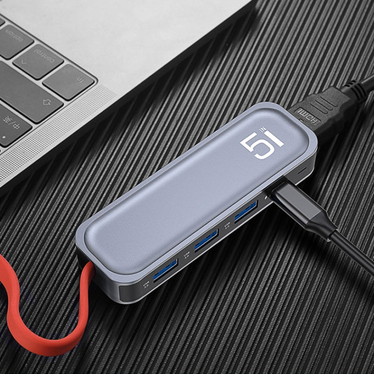 ROCK RT16 5 in 1 Type-C / USB-C to HDMI + 4 USB 3.0 다기능 도킹 스테이션 허브 변환기 확장 도크, RT16