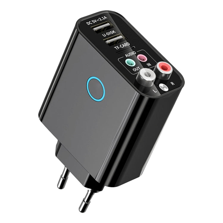 K16 2-in-1 3.5mm AUX + RAC 듀얼 출력 플러그인 블루투스 5.0 오디오 송수신기 리모컨 포함, EU 플러그, EU 플러그