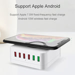 E6 7 In 1 Multi-function Wireless Charging Station USB Smart Socket Holder Stand
