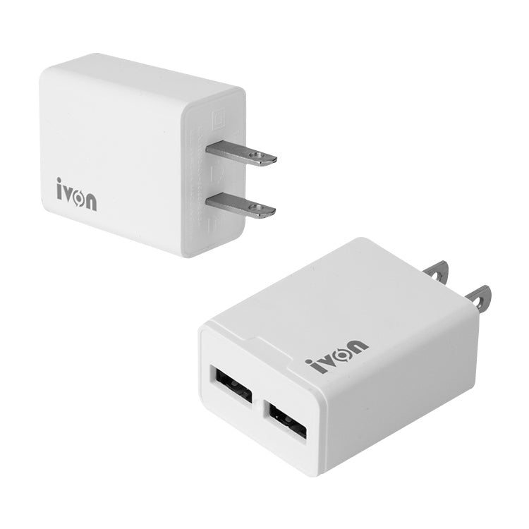 IVON AD38 5V 2.1A 듀얼 USB 포트 여행용 충전기, 미국 플러그, AD38