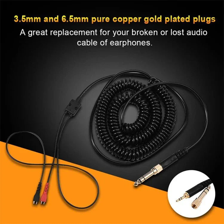 ZS0095 Sennheiser HD25 / HD560 / HD540 / HD430 / HD250용 이어폰 스프링 케이블, 케이블 길이: 1.5m-5m, ZS0095