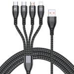 4 in 1 66W 6A USB to 8핀 + 마이크로 USB + 듀얼 USB-C / Type-C 고속 충전 데이터 케이블, 케이블 길이: 1.2m, 1.2m, 1.2m 66W