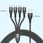 4 in 1 66W 6A USB to 8핀 + 마이크로 USB + 듀얼 USB-C / Type-C 고속 충전 데이터 케이블, 케이블 길이: 1.2m, 1.2m, 1.2m 66W
