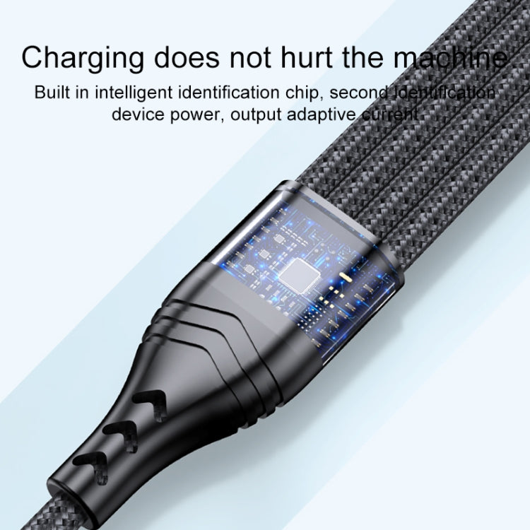 4 in 1 66W 6A USB to 8핀 + 마이크로 USB + 듀얼 USB-C / Type-C 고속 충전 데이터 케이블, 케이블 길이: 1.2m, 1.2m, 1.2m 66W