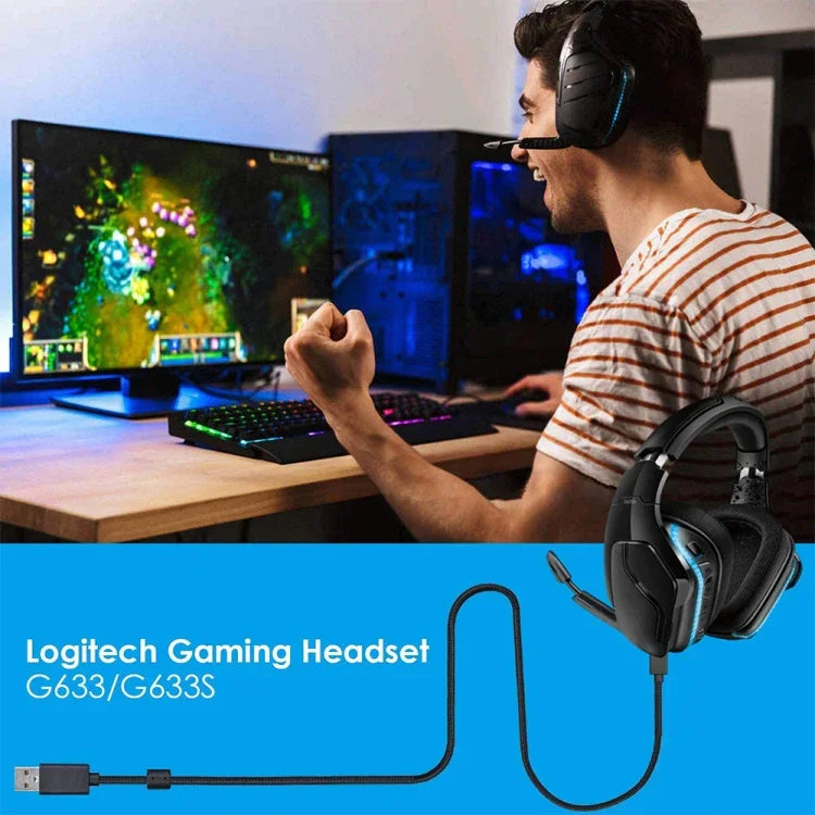 ZS0155 Logitech G633 / G633s USB 헤드셋 오디오 케이블 통화 및 헤드셋 조명 지원, 케이블 길이: 2m, Logitech G633용 2m