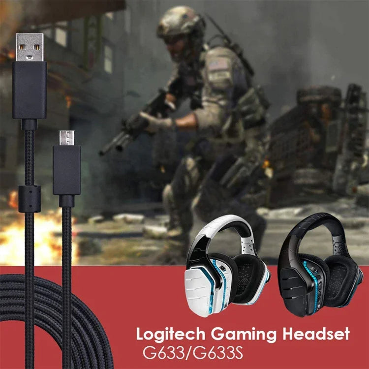 ZS0155 Logitech G633 / G633s USB 헤드셋 오디오 케이블 통화 및 헤드셋 조명 지원, 케이블 길이: 2m, Logitech G633용 2m
