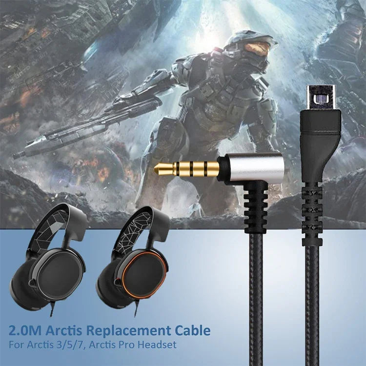 ZS0135 SteelSeries Arctis 3 / 5 / 7용 이어폰 오디오 케이블, 케이블 길이: 2m, 오디오 케이블 블랙, 오디오 케이블 실버