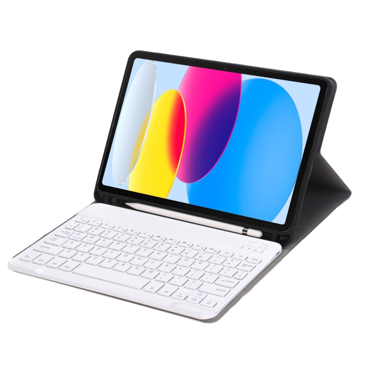 iPad 11 2025 / 10세대 10.9 2022용 A10B 램스킨 텍스처 초슬림 블루투스 키보드 가죽 태블릿 케이스 펜 슬롯 포함, A10B