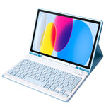 iPad 11 2025 / 10세대 10.9 2022용 A10B 램스킨 텍스처 초슬림 블루투스 키보드 가죽 태블릿 케이스 펜 슬롯 포함, A10B