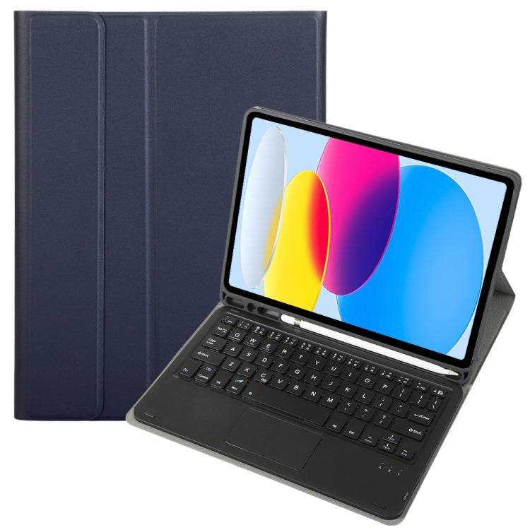 iPad 11 2025 / 10세대 10.9 2022용 A10B-A 램스킨 텍스처 블루투스 터치 키보드 가죽 태블릿 케이스 펜 슬롯 포함, A10B-A