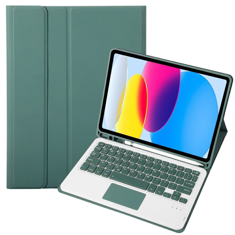iPad 11 2025 / 10세대 10.9 2022용 A10B-A 램스킨 텍스처 블루투스 터치 키보드 가죽 태블릿 케이스 펜 슬롯 포함, A10B-A