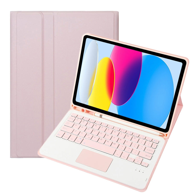 iPad 11 2025 / 10세대 10.9 2022용 A10B-A 램스킨 텍스처 블루투스 터치 키보드 가죽 태블릿 케이스 펜 슬롯 포함, A10B-A