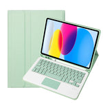 iPad 11 2025 / 10세대 10.9 2022용 A10B-A 램스킨 텍스처 블루투스 터치 키보드 가죽 태블릿 케이스 펜 슬롯 포함, A10B-A