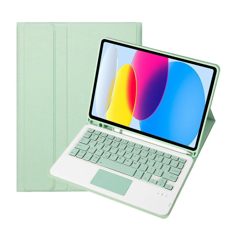 iPad 11 2025 / 10세대 10.9 2022용 A10B-A 램스킨 텍스처 블루투스 터치 키보드 가죽 태블릿 케이스 펜 슬롯 포함, A10B-A