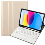 iPad 11 2025 / 10세대 10.9 2022용 A10B-A 램스킨 텍스처 블루투스 터치 키보드 가죽 태블릿 케이스 펜 슬롯 포함, A10B-A