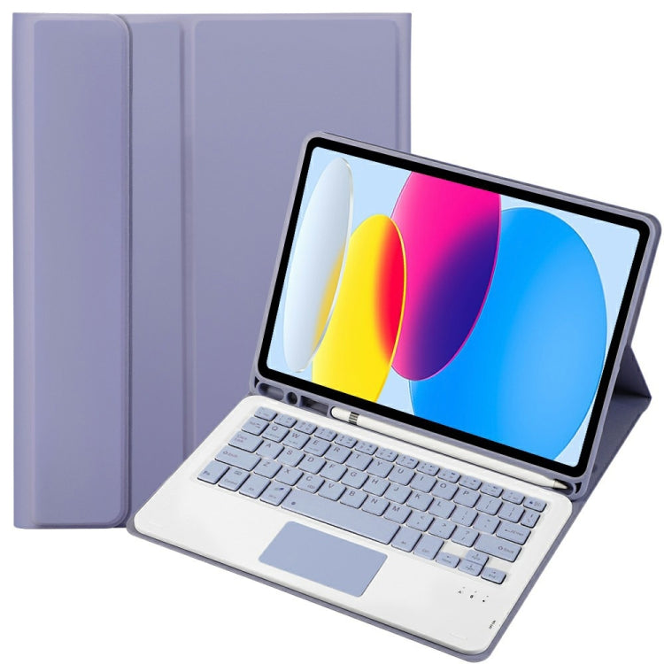 iPad 11 2025 / 10세대 10.9 2022용 A10B-A 램스킨 텍스처 블루투스 터치 키보드 가죽 태블릿 케이스 펜 슬롯 포함, A10B-A