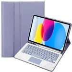 iPad 11 2025 / 10세대 10.9 2022용 A10B-A 램스킨 텍스처 블루투스 터치 키보드 가죽 태블릿 케이스 펜 슬롯 포함, A10B-A