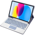 iPad 11 2025 / 10세대 10.9 2022용 A10B-A 램스킨 텍스처 블루투스 터치 키보드 가죽 태블릿 케이스 펜 슬롯 포함, A10B-A