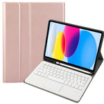 iPad 11 2025 / 10세대 10.9 2022용 A10B-A 램스킨 텍스처 블루투스 터치 키보드 가죽 태블릿 케이스 펜 슬롯 포함, A10B-A