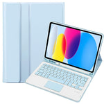 iPad 11 2025 / 10세대 10.9 2022용 A10B-A 램스킨 텍스처 블루투스 터치 키보드 가죽 태블릿 케이스 펜 슬롯 포함, A10B-A