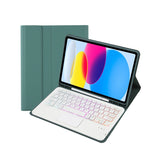 iPad 11 2025 / 10세대 10.9 2022용 A10B-AS 램스킨 텍스처 백라이트 블루투스 터치 키보드 가죽 태블릿 케이스 펜 슬롯 포함, A10B-AS