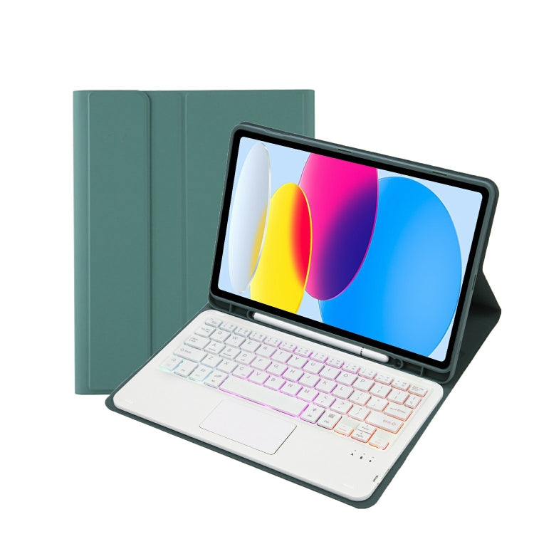 iPad 11 2025 / 10세대 10.9 2022용 A10B-AS 램스킨 텍스처 백라이트 블루투스 터치 키보드 가죽 태블릿 케이스 펜 슬롯 포함, A10B-AS