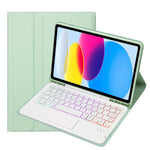 iPad 11 2025 / 10세대 10.9 2022용 A10B-AS 램스킨 텍스처 백라이트 블루투스 터치 키보드 가죽 태블릿 케이스 펜 슬롯 포함, A10B-AS