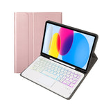 iPad 11 2025 / 10세대 10.9 2022용 A10B-AS 램스킨 텍스처 백라이트 블루투스 터치 키보드 가죽 태블릿 케이스 펜 슬롯 포함, A10B-AS