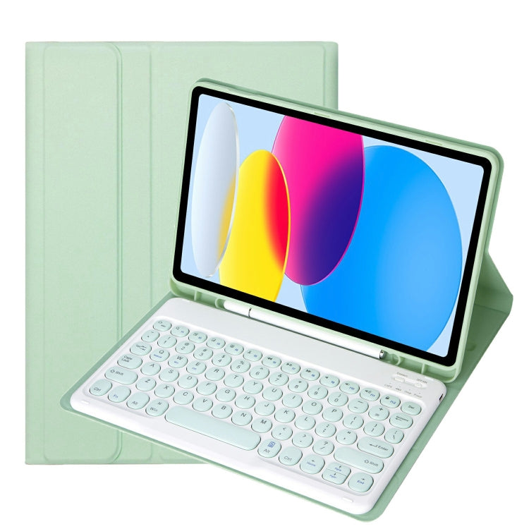 iPad 11 2025 / 10세대 10.9 2022 YA10B 양가죽 질감 블루투스 키보드 가죽 태블릿 케이스 펜 슬롯 포함, YA10B