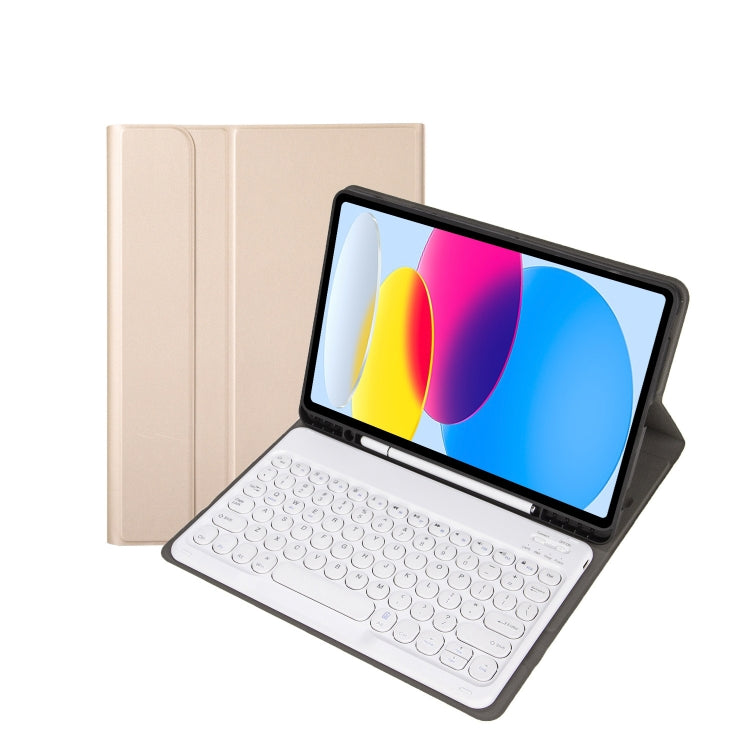 iPad 11 2025 / 10세대 10.9 2022 YA10B 양가죽 질감 블루투스 키보드 가죽 태블릿 케이스 펜 슬롯 포함, YA10B