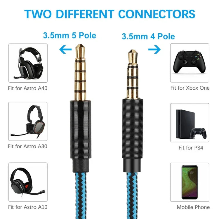 ZS0162 로지텍 Astro A10 A40 A30용 스트레이트 버전 게이밍 헤드셋 오디오 케이블, 스트레이트 버전