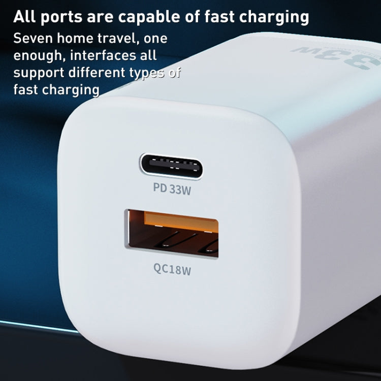 WK WP-U140 33W 파워 시리즈 USB+USB-C/타입-C 고속 충전기, 사양: US 플러그, 33W US 플러그