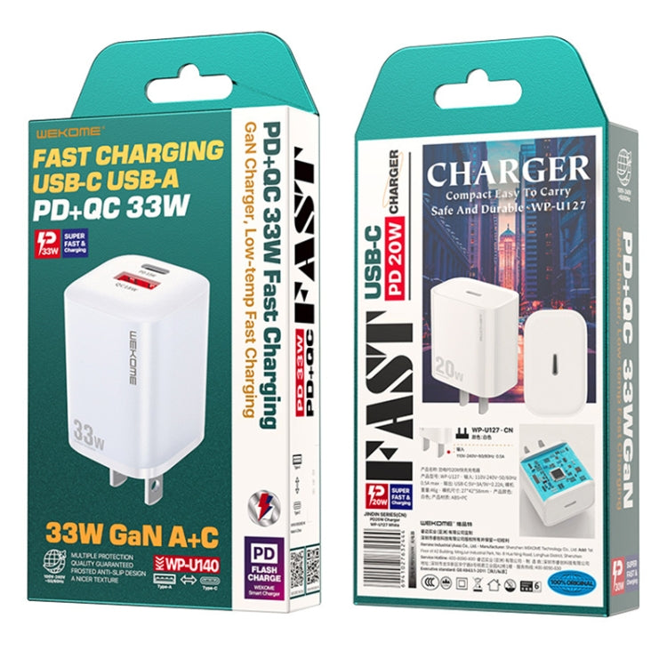 WK WP-U140 33W 파워 시리즈 USB+USB-C/타입-C 고속 충전기, 사양: US 플러그, 33W US 플러그