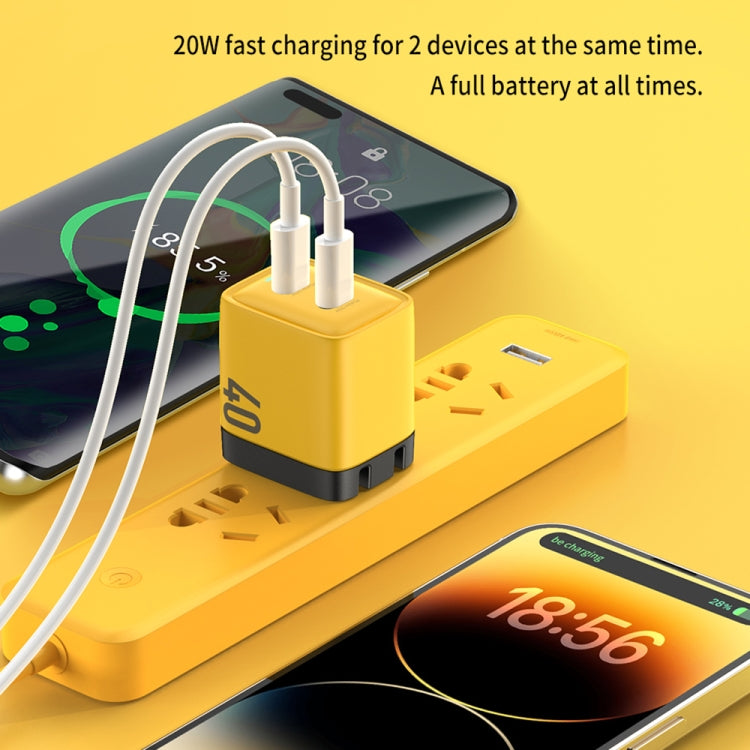 WK WP-U128 40W 듀얼 USB-C/타입-C 인터페이스 갈륨 나이트라이드 충전기, 사양: US 플러그
